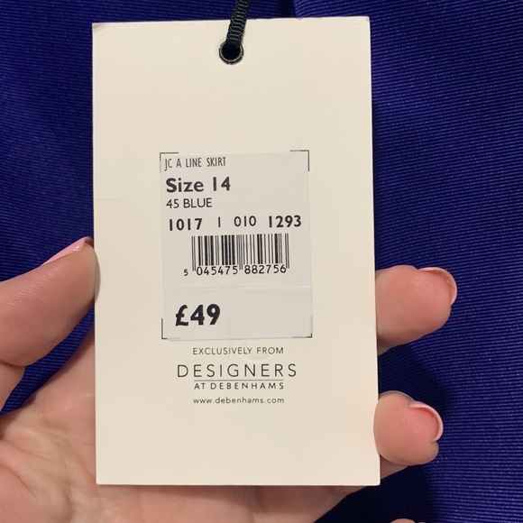 NWT Jasper Conran electric blue A line skirt US size 12 - Picture 3 of 6